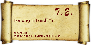 Torday Elemér névjegykártya